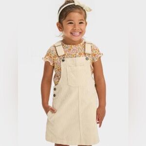 Cat & Jack Cream Corduroy Overall Dress